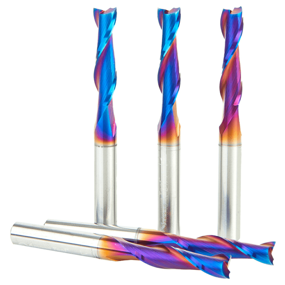 1/4" x 2-1/2" Up-Cut Spektra Extreme Tool Life Coated Spiral Plunge Bit, 2-Flute, 1/4" Shank ((5/Pack) Alt 2 - Image