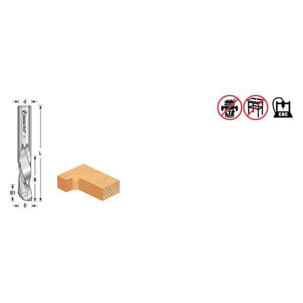 1/4" x 2-1/2" CNC Compression Spiral Router Bit for Solid Wood, 1-Flute, 1/4" Shank - Alt Image 3