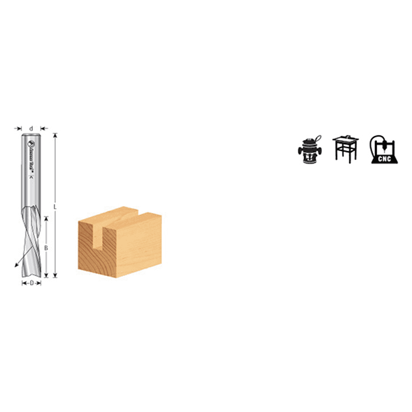 1/4" x 2-1/2" Down-Cut Spiral Plunge Bit for Solid Wood, 2-Flute, 1/4" Shank - Alt Image 2