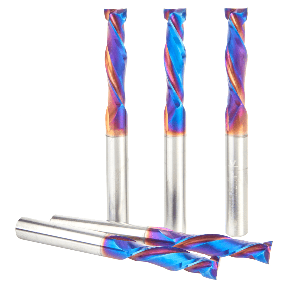 1/4" x 1" 5-Piece CNC Solid Carbide Spektra Extreme Tool Life Coated Mortise Compression Spiral Bit, 1/4" Shank Alt 2 - Image