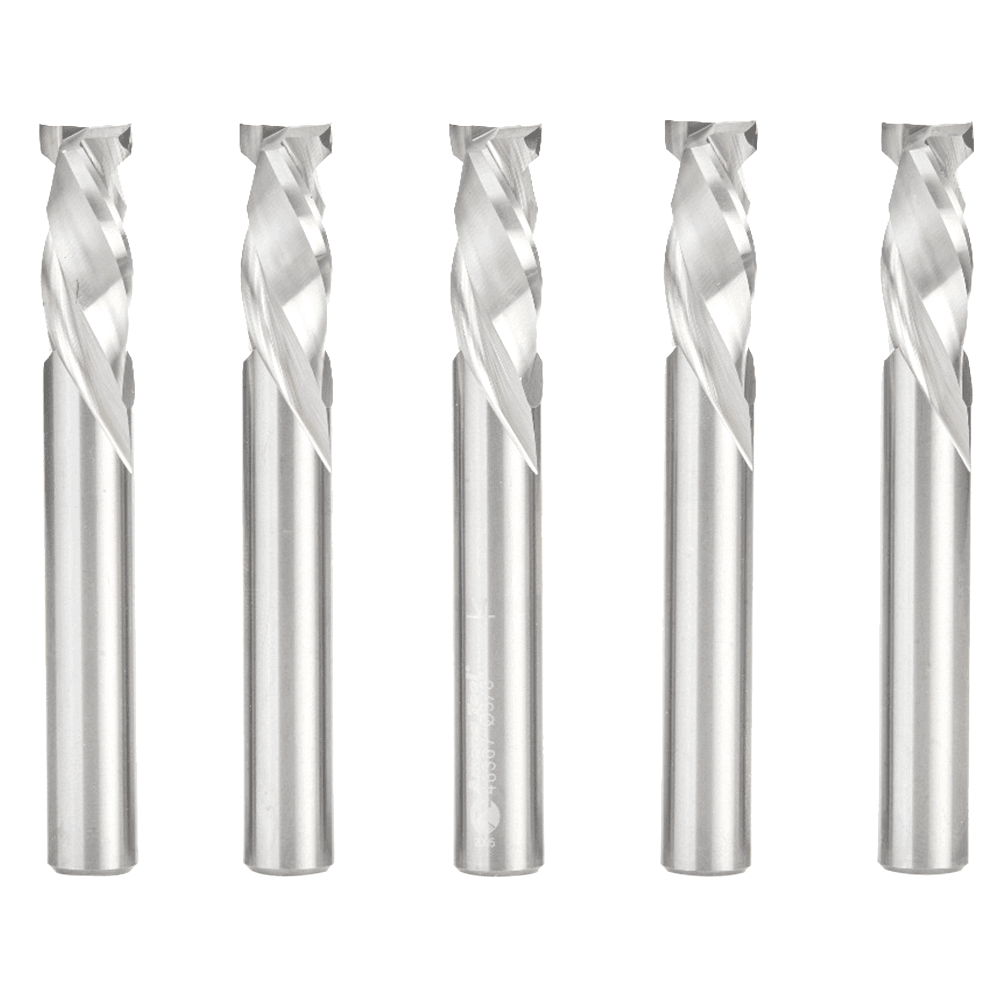 3/8" x 7/8" 5-Piece CNC Solid Carbide Mortise Compression Spiral Bit, 3/8" Shank Main - Image