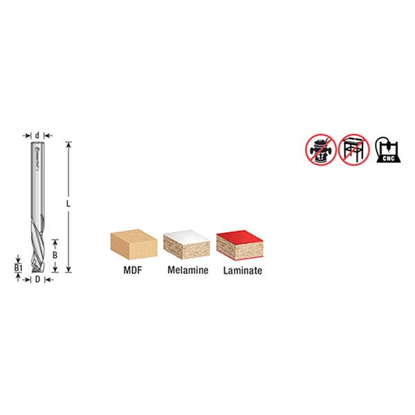 1/4" x 2-1/2" CNC Nesting Compression Spiral Router Bit, 3-Flute, 1/4" Shank - Alt Image 4