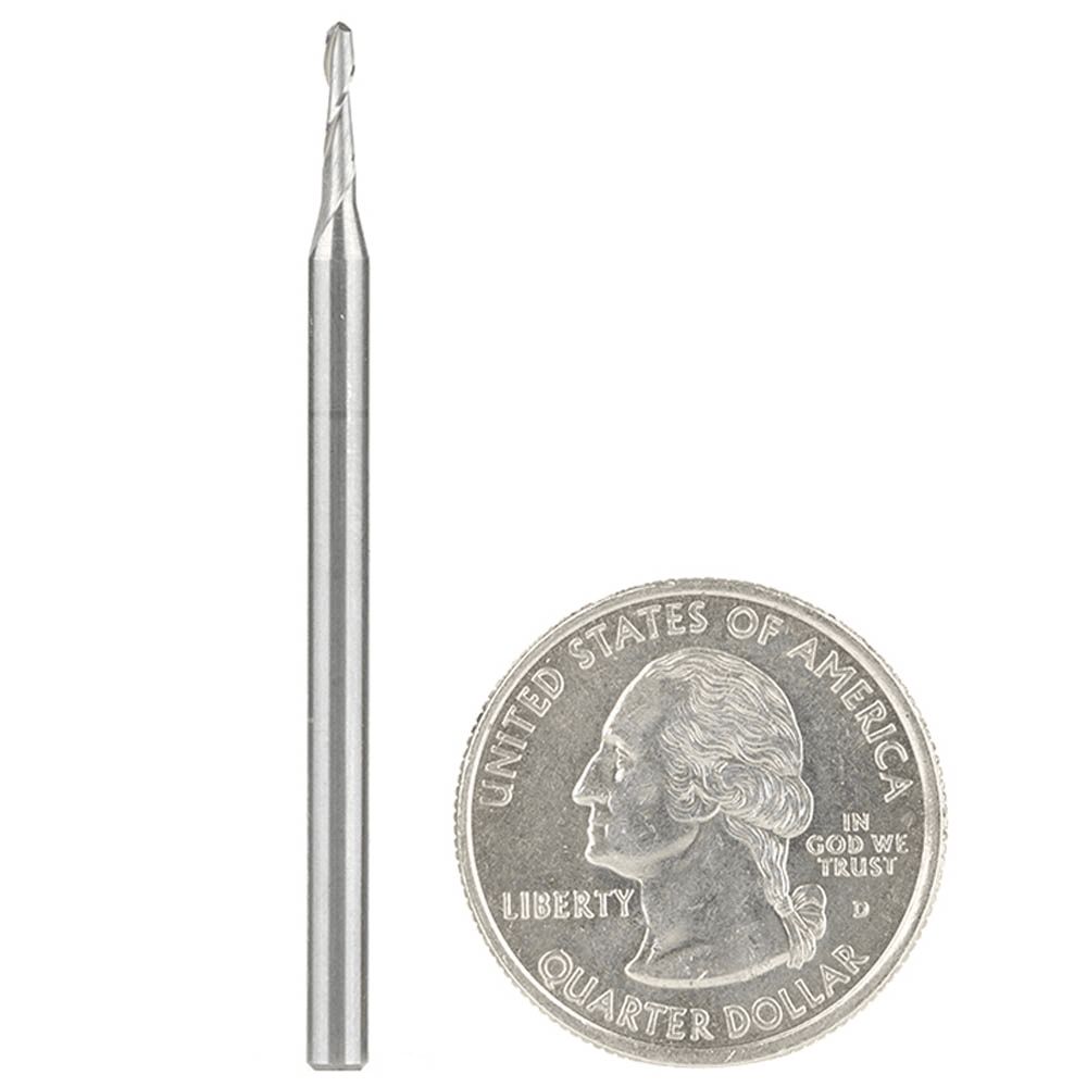 1/16" x 2" Up-Cut Ball Nose Spiral Router Bit, 2-Flute, 1/8" Shank - Main Image
