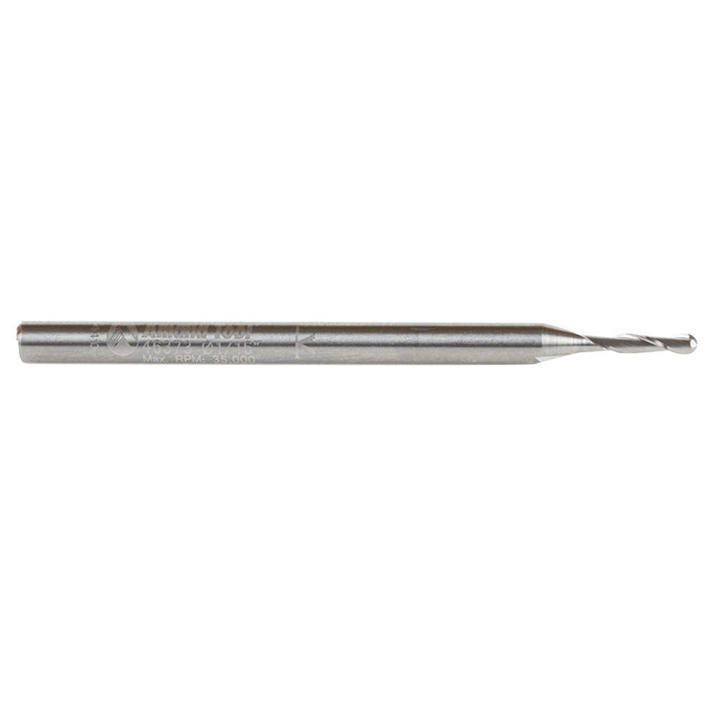 1/16" x 2" Up-Cut Ball Nose Spiral Router Bit, 2-Flute, 1/8" Shank - Alt Image 1