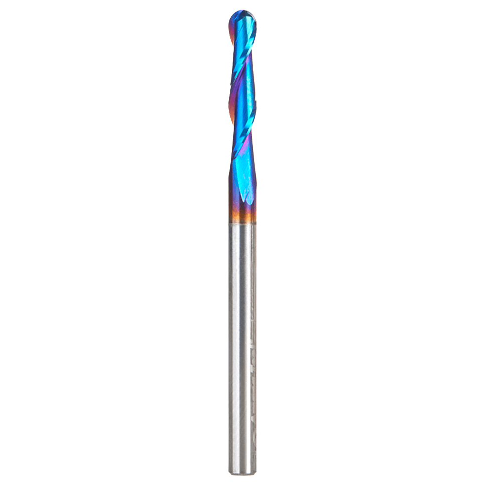 1/8" x 2" Solid Carbide Spektra Extreme Tool Life Coated Up-Cut Ball Nose Spiral Router Bit, 2-Flute, 1/8" Shank Main - Image