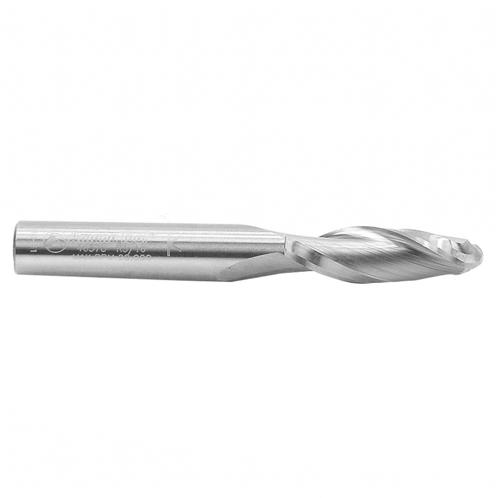 3/8" x 3" Up-Cut Ball Nose Spiral Router Bit, 2-Flute, 3/8" Shank - Alt Image 1