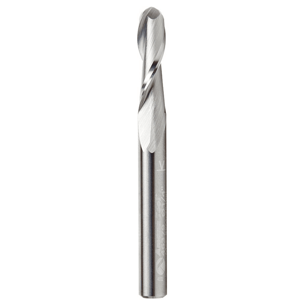 1/4" x 2-1/2" Up-Cut Ball Nose Spiral Router Bit, 2-Flute, 1/4" Shank - Main Image