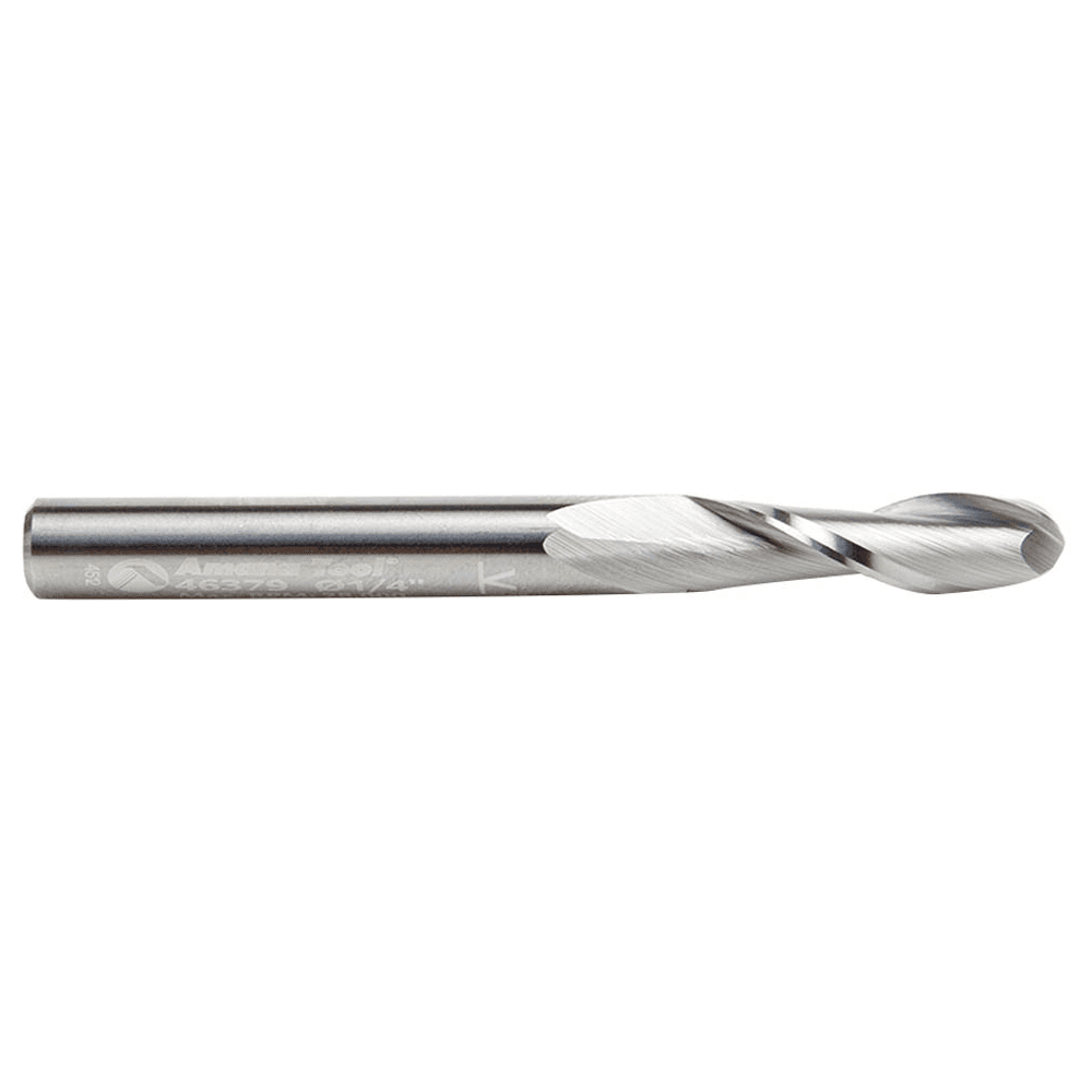 1/4" x 2-1/2" Up-Cut Ball Nose Spiral Router Bit, 2-Flute, 1/4" Shank - Alt Image 1