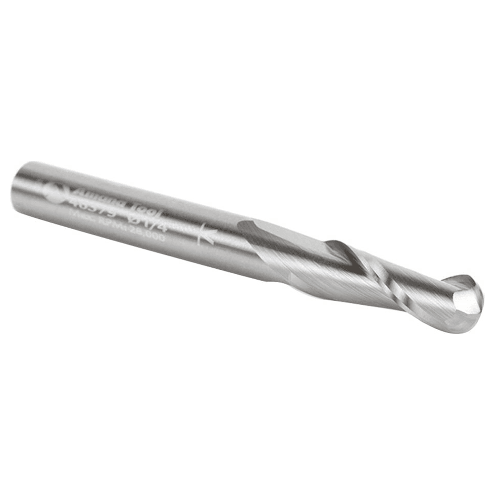 1/4" x 2-1/2" Up-Cut Ball Nose Spiral Router Bit, 2-Flute, 1/4" Shank - Alt Image 2
