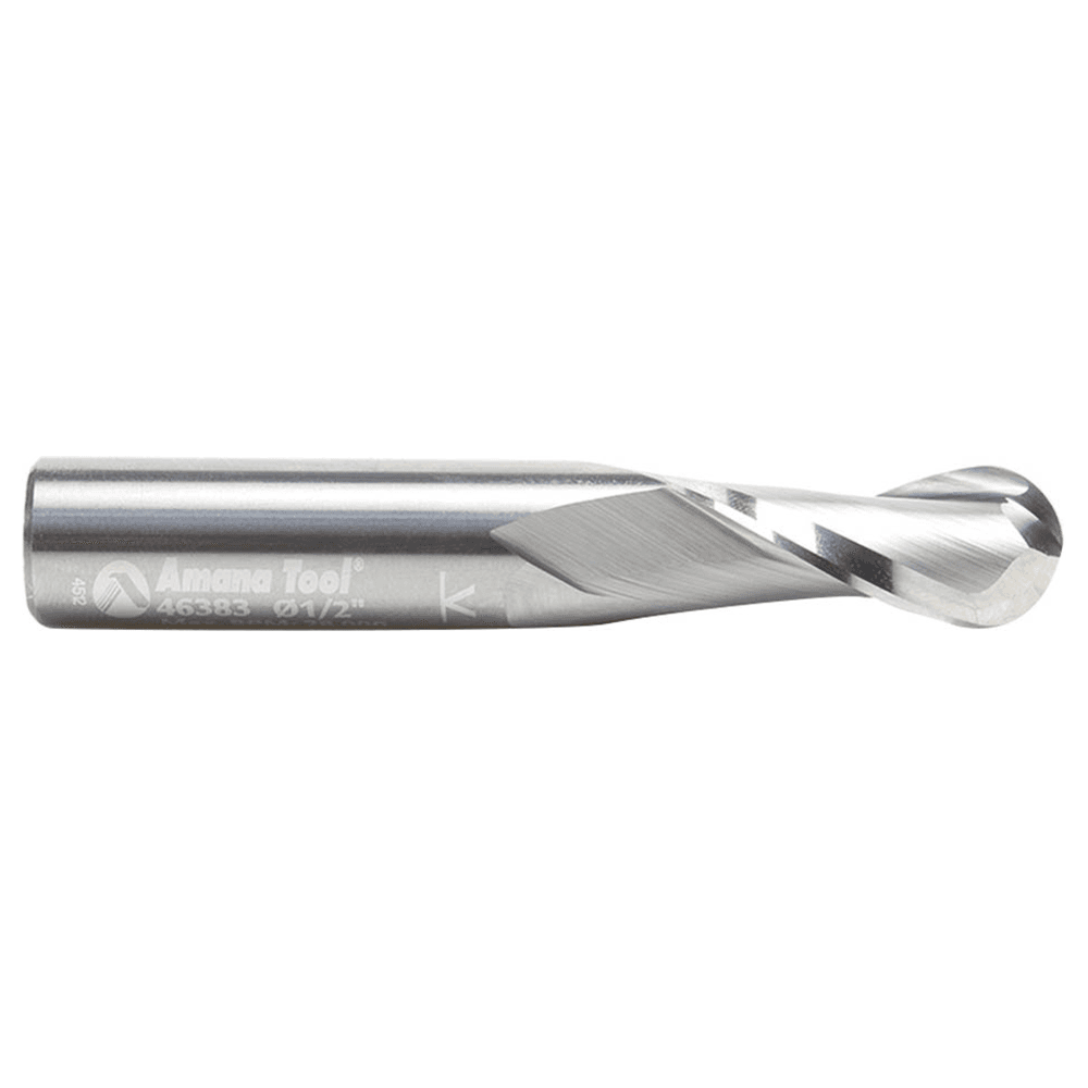 1/2" x 3" Up-Cut Ball Nose Spiral Router Bit, 2-Flute, 1/2" Shank - Alt Image 1