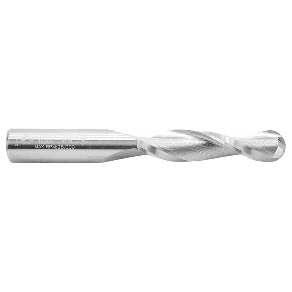 1/2" x 4" Up-Cut Ball Nose Spiral Router Bit, 2-Flute, 1/2" Shank - Alt Image 1