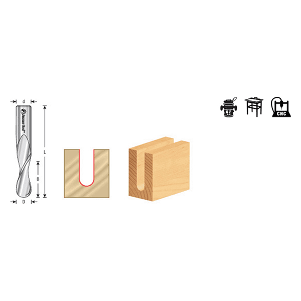 1/2" x 4" Up-Cut Ball Nose Spiral Router Bit, 2-Flute, 1/2" Shank - Alt Image 3