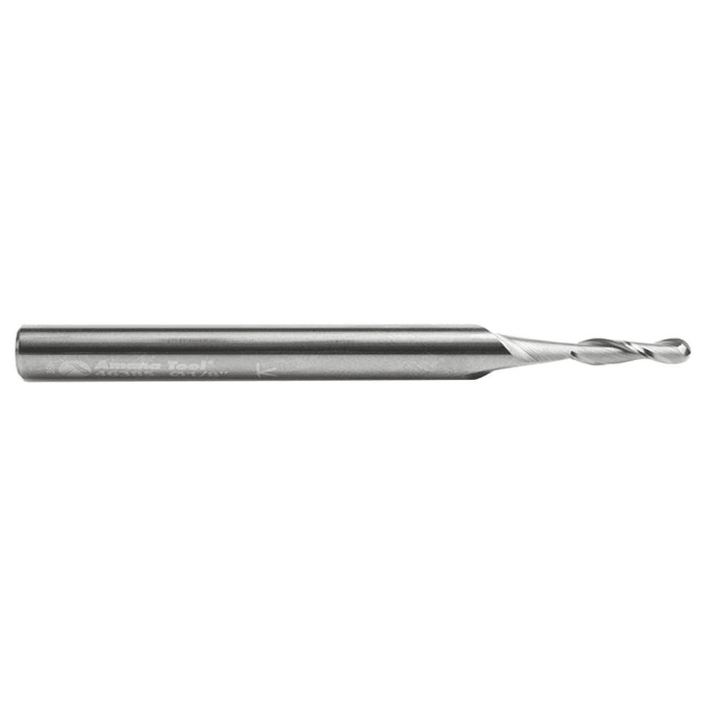 1/8" x 3" Up-Cut Ball Nose Spiral Router Bit, 2-Flute, 1/4" Shank - Alt Image 1