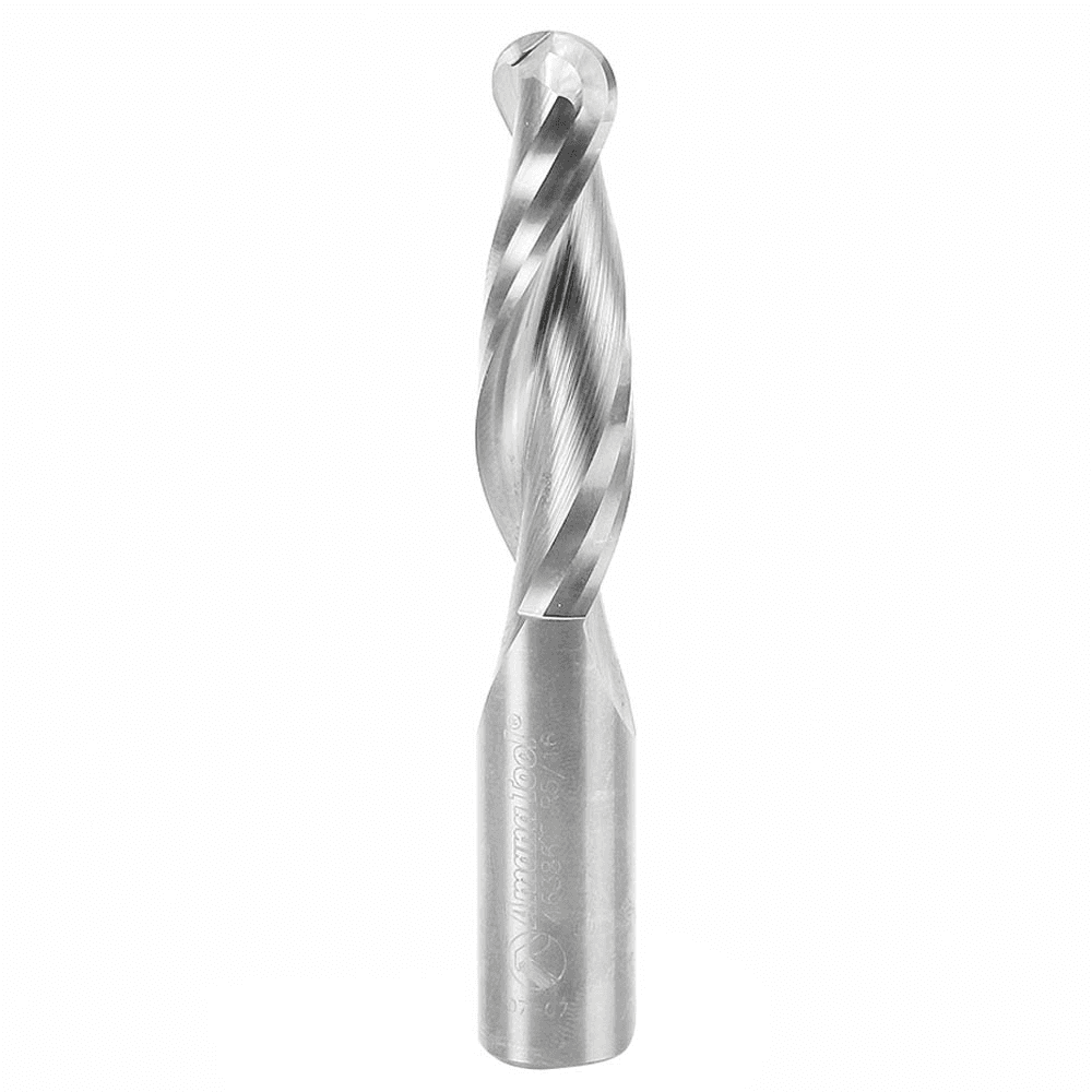 5/8" x 4" Up-Cut Ball Nose Spiral Router Bit, 2-Flute, 5/8" Shank - Main Image