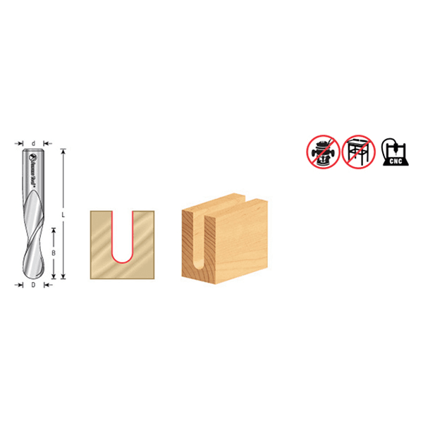 5/8" x 4" Up-Cut Ball Nose Spiral Router Bit, 2-Flute, 5/8" Shank - Alt Image 3
