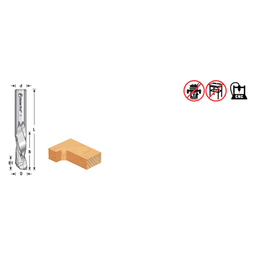 3/8" x 3" CNC Compression Spiral Bit for Solid Wood, 1-Flute, 1/2" Shank - Alt Image 3