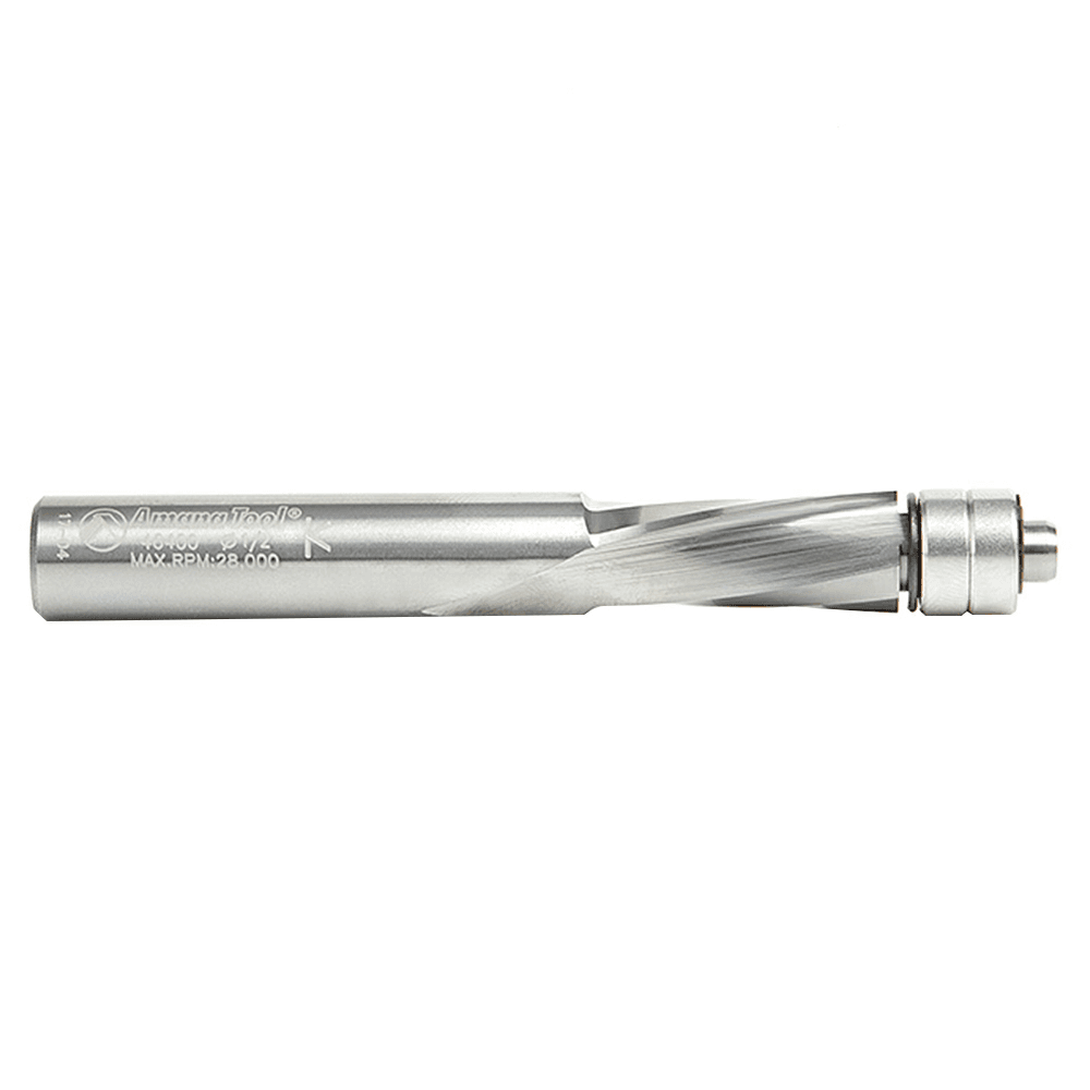 1/2" x 4" Down-Cut UltraTrim Spiral Bit with Double Lower Ball Bearing, 2-Flute, 1/2" Shank - Alt Image 1
