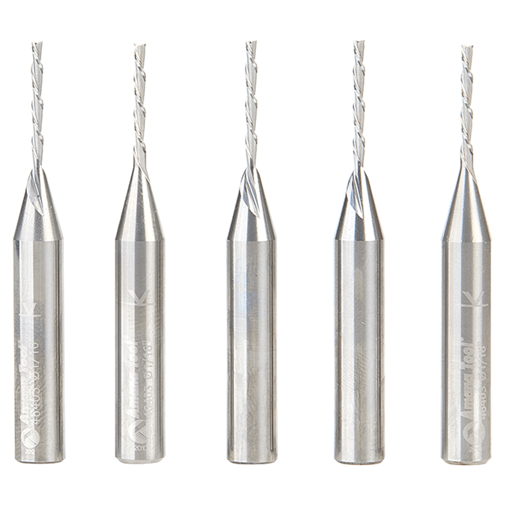1/16" x 2 Down-Cut Spiral Plunge Bit, 2-Flute, 1/4" Shank (5/Pack) Alt 1 - Image