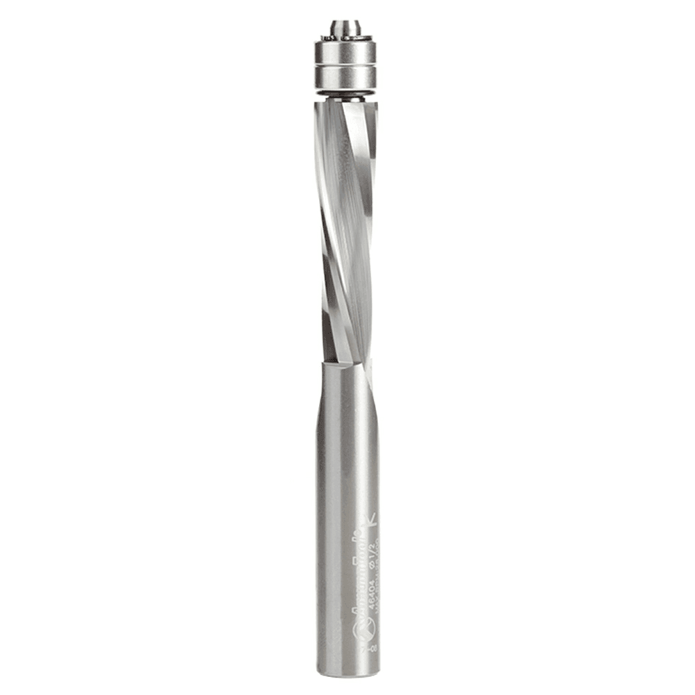 1/2" x 5" Down-Cut UltraTrim Spiral Bit with Double Lower Ball Bearing, 2-Flute, 1/2" Shank - Main Image
