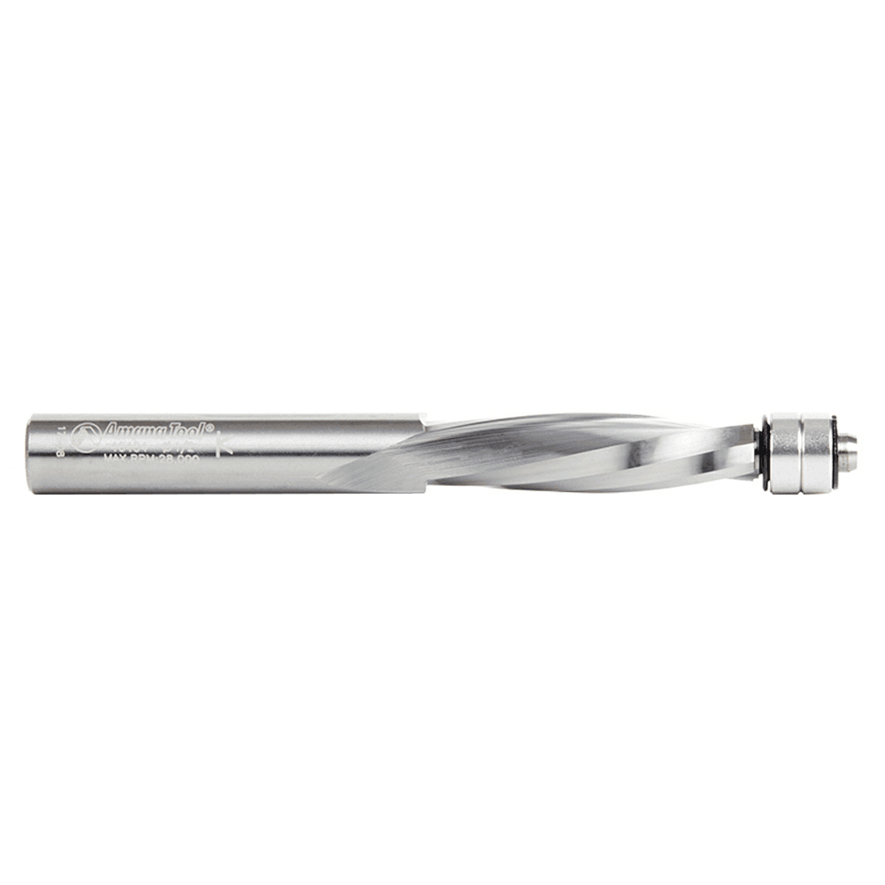 1/2" x 5" Down-Cut UltraTrim Spiral Bit with Double Lower Ball Bearing, 2-Flute, 1/2" Shank - Alt Image 1