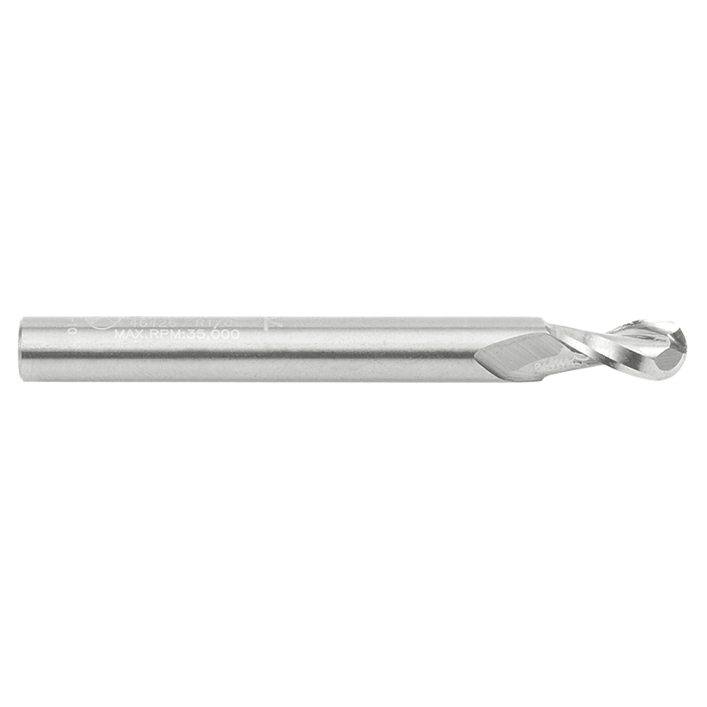 1/4" x 2-1/2" Up-Cut Ball Nose Spiral Router Bit, 2-Flute, 1/4" Shank - Alt Image 1