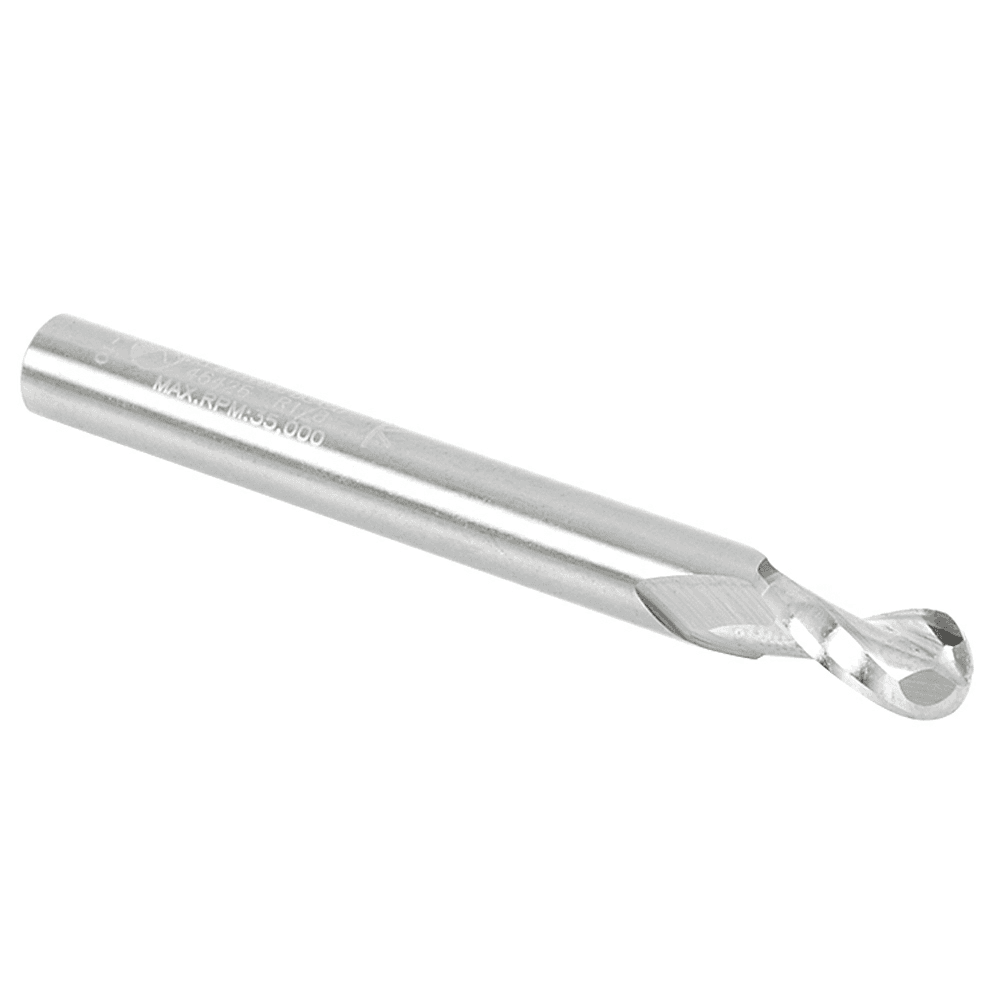 1/4" x 2-1/2" Up-Cut Ball Nose Spiral Router Bit, 2-Flute, 1/4" Shank - Alt Image 2