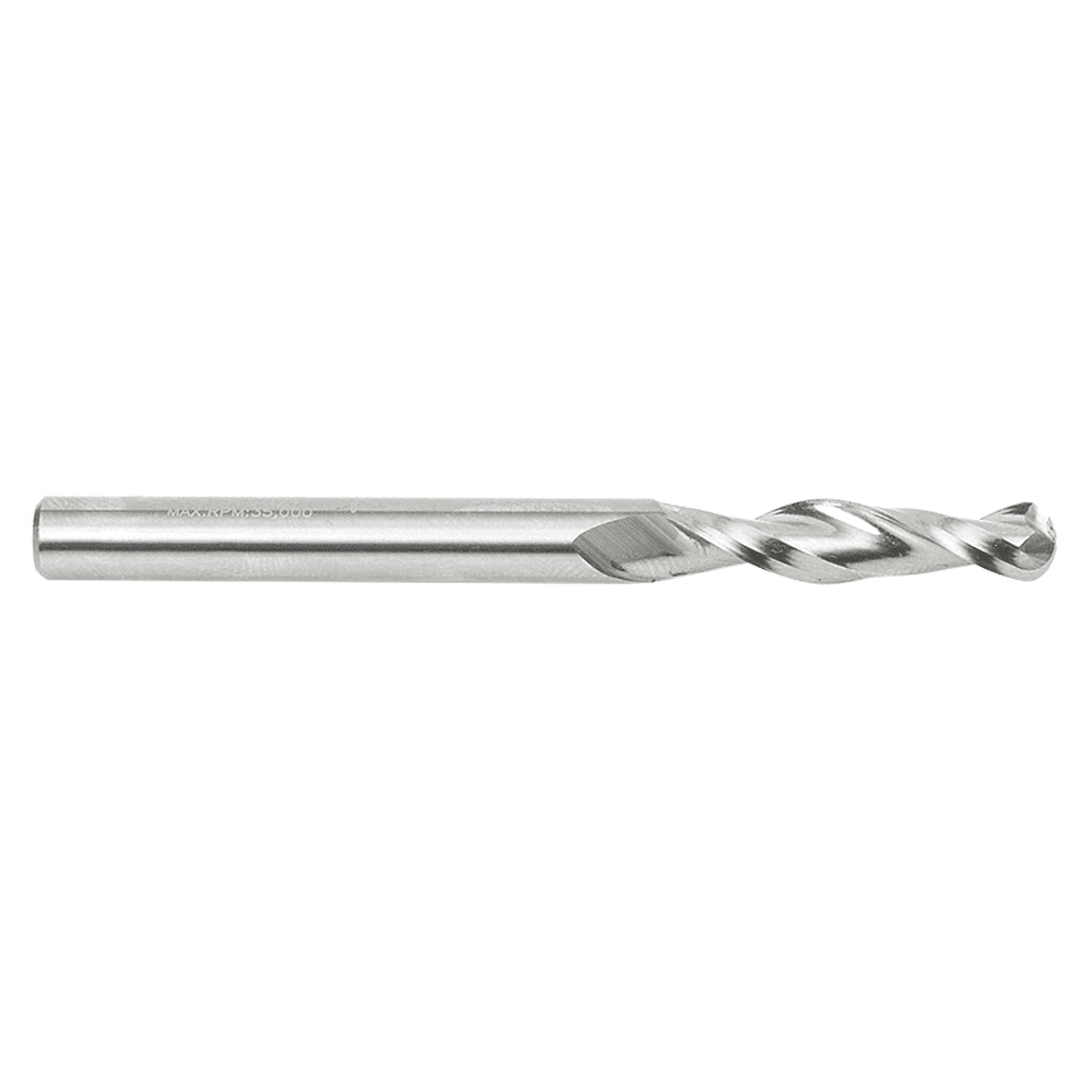 1/4" x 3" Up-Cut Ball Nose Spiral Router Bit, 2-Flute, 1/4" Shank - Alt Image 1