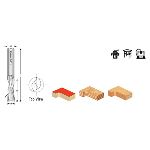 1/4" x 2-1/2" Down-Cut Spiral Plunge Bit, 2-Flute, 1/4" Shank, 3/8" Cutting Height - Alt Image 5