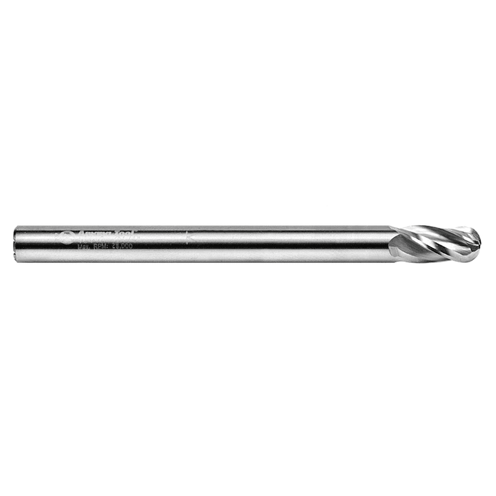 1/4" x 3" Spektra Up-Cut Ball Nose Spiral Router Bit, 4-Flute, 1/4" Shank - Alt Image 1