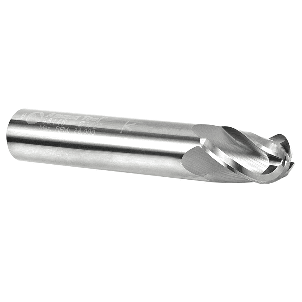 1/2" x 3" Up-Cut Ball Nose Spiral Router Bit, 4-Flute, 1/2" Shank - Alt Image 2