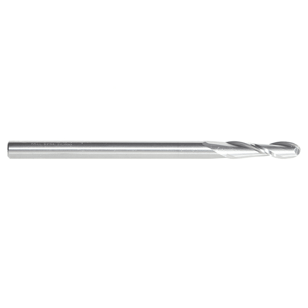1/4" x 4" Up-Cut Ball Nose Spiral Router Bit, 2-Flute, 1/4" Shank - Alt Image 1