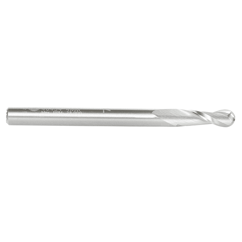 4mm x 50mm Up-Cut Ball Nose Spiral Router Bit, 2-Flute, 4mm Shank - Alt Image 1