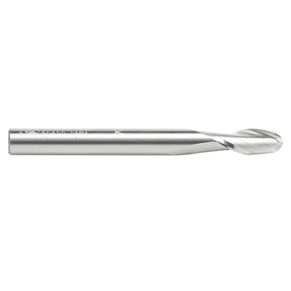 5mm x 50mm Up-Cut Ball Nose Spiral Router Bit, 2-Flute, 5mm Shank - Alt Image 1