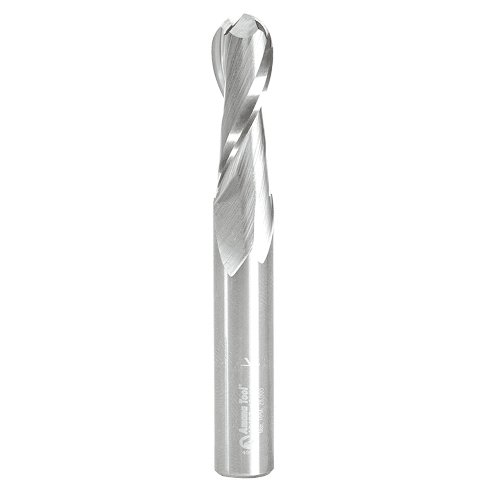 10mm x 75mm Up-Cut Ball Nose Spiral Router Bit, 2-Flute, 10mm Shank - Main Image