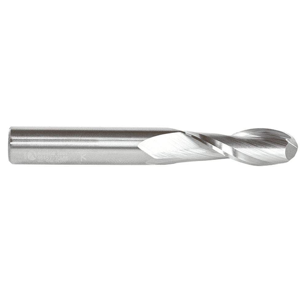 10mm x 75mm Up-Cut Ball Nose Spiral Router Bit, 2-Flute, 10mm Shank - Alt Image 1