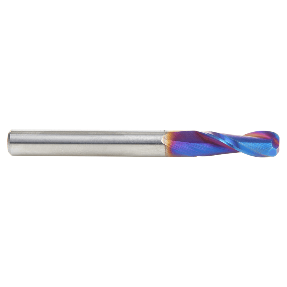 1/4" Dia x 3/4" Solid Carbide Spiral Plunge Router Bit with 1/16" Corner Radius, 1/4" Shank Up-Cut Spiral Spektra Extreme Tool Life Coated Alt 2 - Image