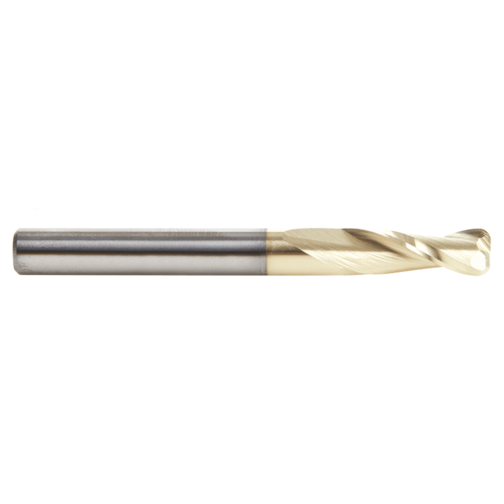 1/4" Dia x 3/4" Solid Carbide Spiral Plunge Router Bit with 1/16" Corner Radius, 1/4" Shank Up-Cut ZrN Coated Alt 2 - Image