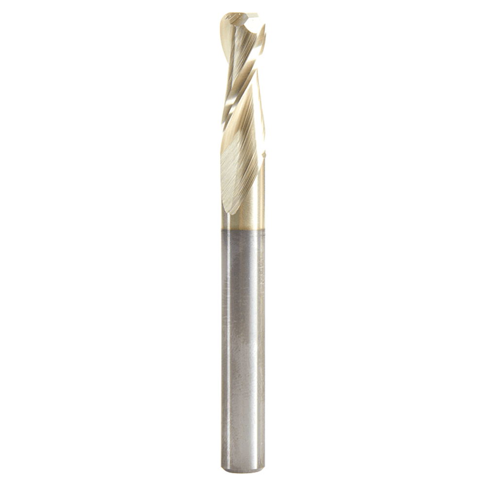 1/4" Dia x 3/4" Solid Carbide Spiral Plunge Router Bit with 1/16" Corner Radius, 1/4" Shank Up-Cut ZrN Coated Main - Image