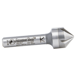 1/2" x 1/4" CNC 90° Angle Countersink/Chamfer Router Bit, 5 Flute, 1/4" Shank Alt 1 - Image