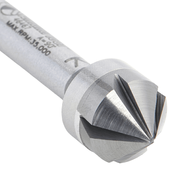 1/2" x 1/4" CNC 90° Angle Countersink/Chamfer Router Bit, 5 Flute, 1/4" Shank Alt 4 - Image