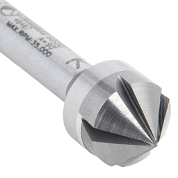 1/2" x 1/4" CNC 90° Angle Countersink/Chamfer Router Bit, 5 Flute, 1/4" Shank Alt 4 - Image