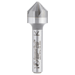 1/2" x 1/4" CNC 90° Angle Countersink/Chamfer Router Bit, 5 Flute, 1/4" Shank Main - Image