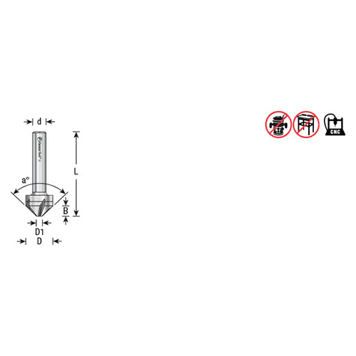 1/2" x 1-9/16" CNC Countersink/Chamfer Router Bit, 5-Flute, 1/4" Shank - Alt Image 4