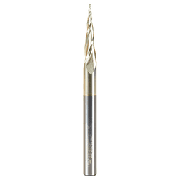 0.8mm x 75mm 2D/3D Carving Tapered Ball Tip ZrN Coated Up-Cut Spiral Router Bit, 3-Flute, 6mm Shank - Main Image