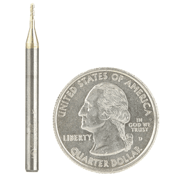 1mm x 38.1mm 2D/3D Carving Tapered Ball Tip ZrN Coated Up-Cut Spiral Router Bit, 3-Flute, 3.175mm Shank - Main Image