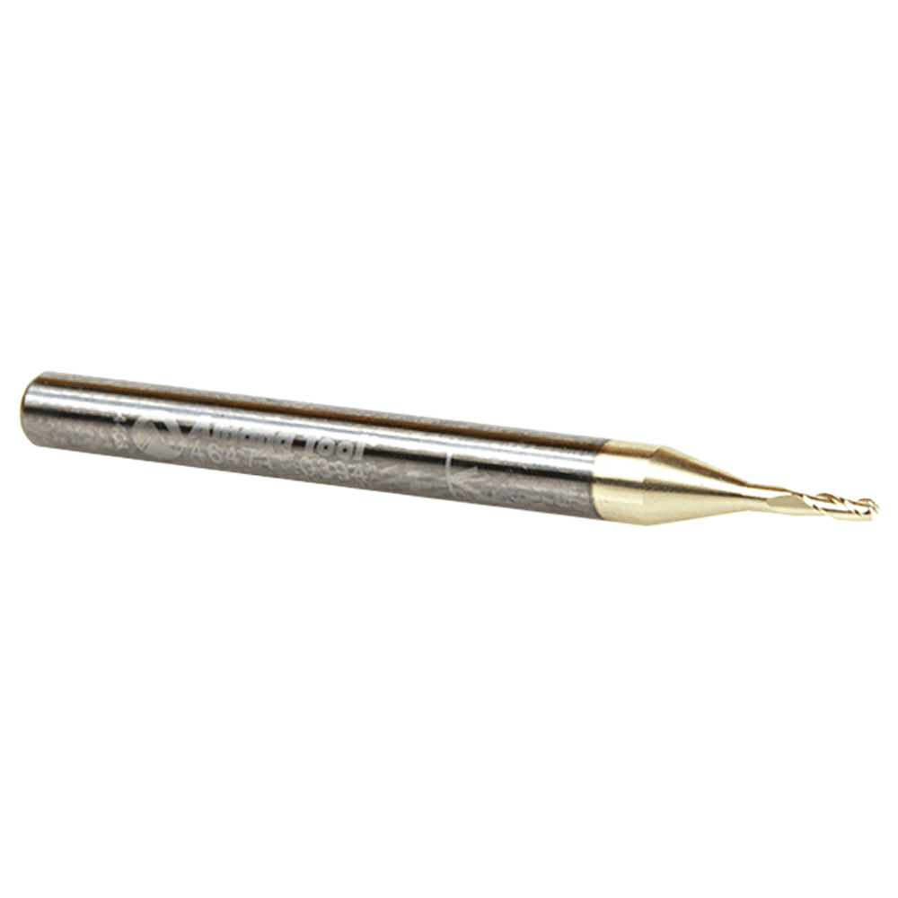 1mm x 38.1mm 2D/3D Carving Tapered Ball Tip ZrN Coated Up-Cut Spiral Router Bit, 3-Flute, 3.175mm Shank - Alt Image 2