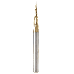 0.5mm x 75mm 2D/3D Carving Tapered Ball Tip ZrN Coated Up-Cut Spiral Router Bit, 3-Flute, 6mm Shank - Main Image