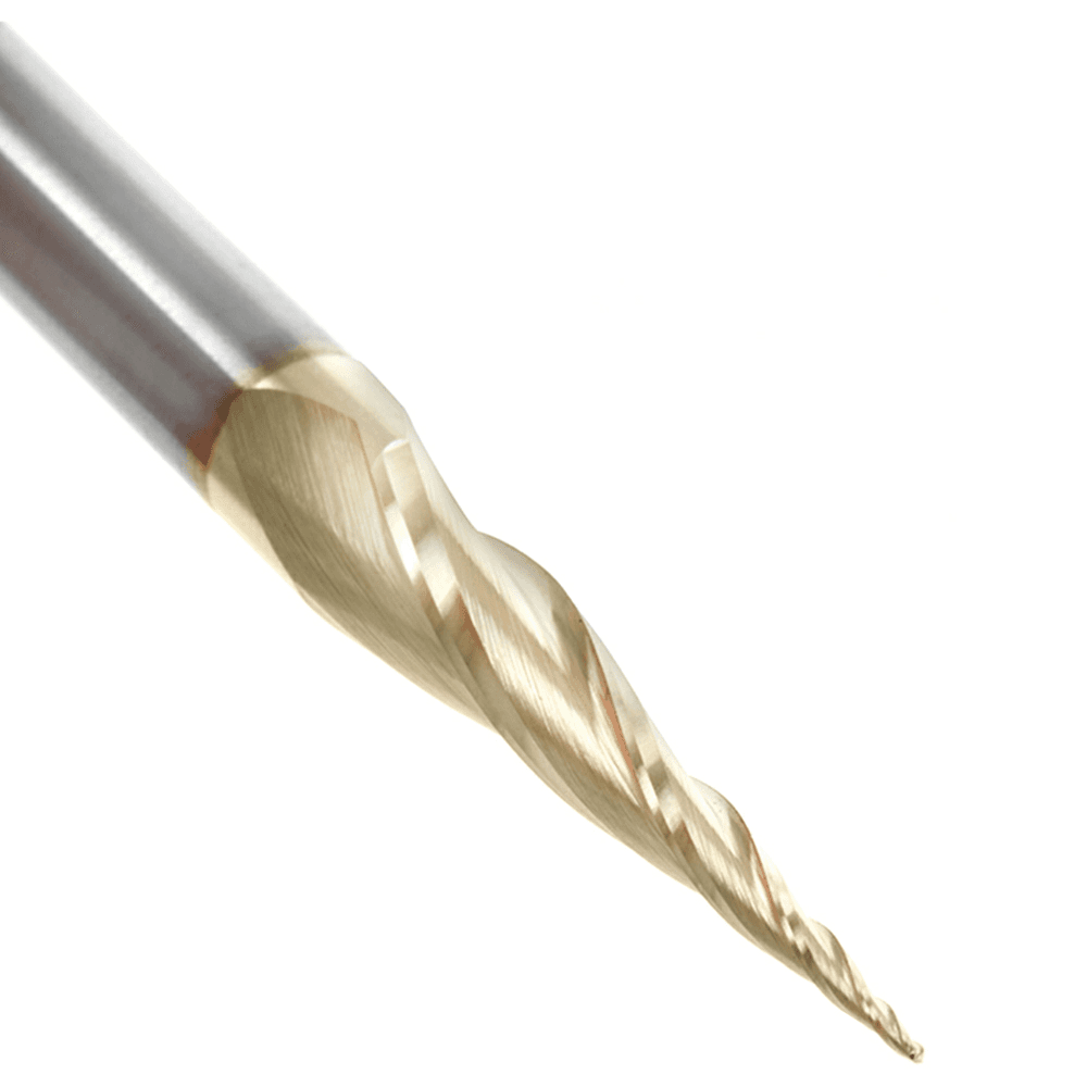 0.5mm x 75mm 2D/3D Carving Tapered Ball Tip ZrN Coated Up-Cut Spiral Router Bit, 3-Flute, 6mm Shank - Alt Image 2
