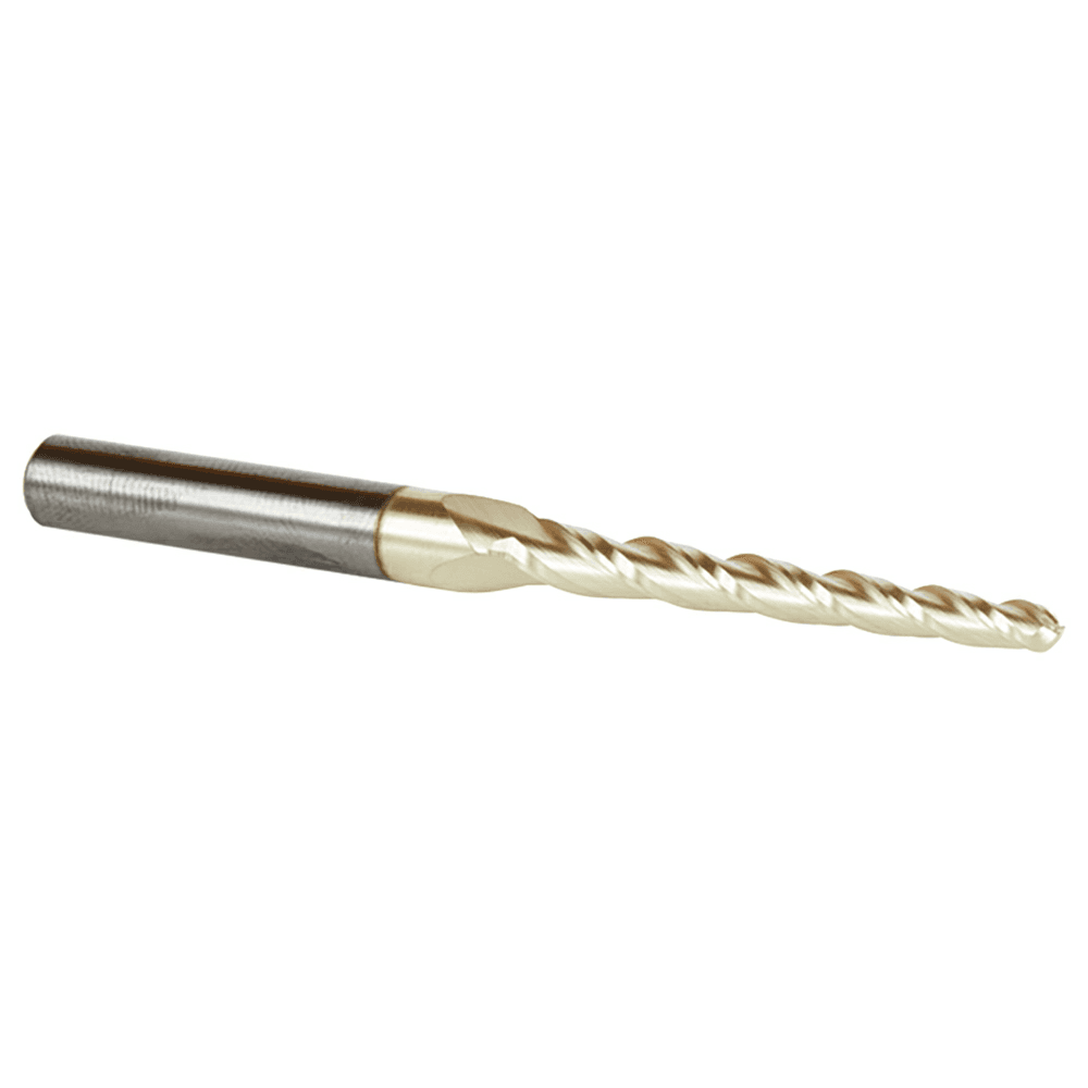 3.2mm x 75mm 2D/3D Carving Tapered Ball Tip ZrN Coated Up-Cut Spiral Router Bit, 3-Flute, 6mm Shank - Alt Image 2