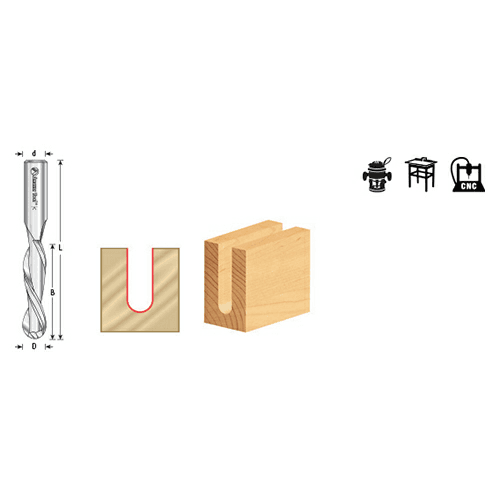 1/4" x 2-1/2" Down-Cut Ball Nose Spiral Router Bit, 2-Flute, 1/4" Shank, 1" Cutting Height - Alt Image 3